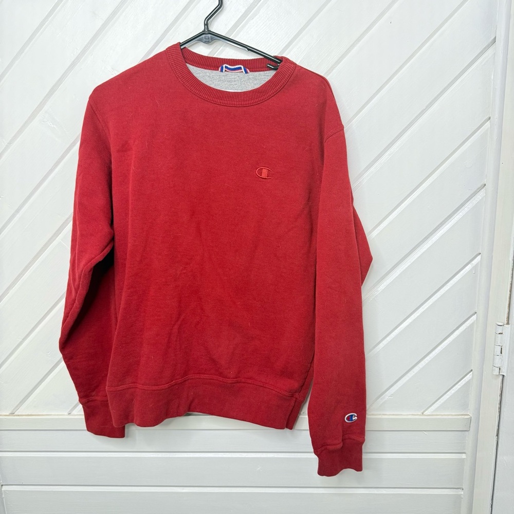 Champion red crewneck small